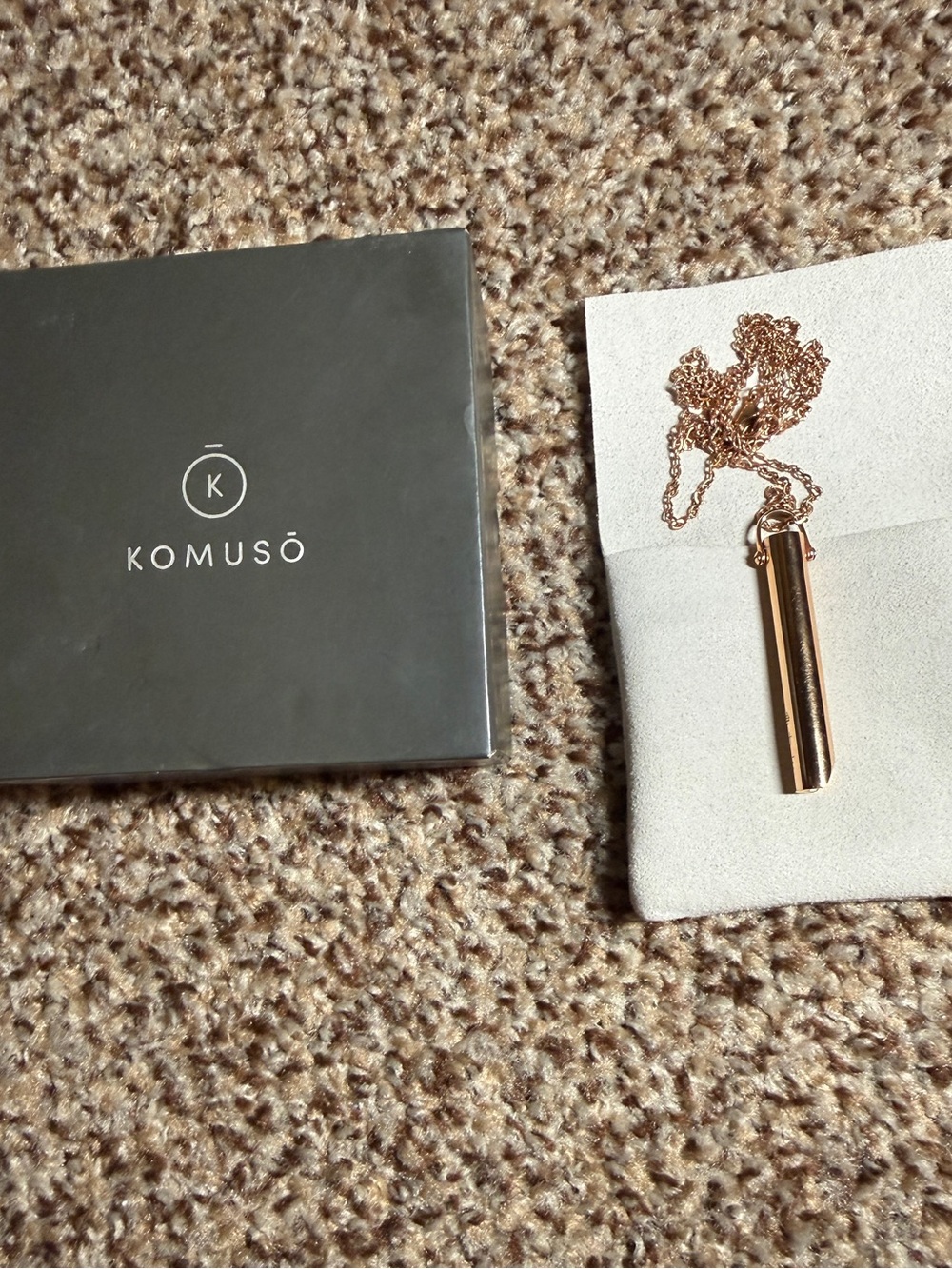 Komuso Rose Gold Cylinder Pendant Necklace